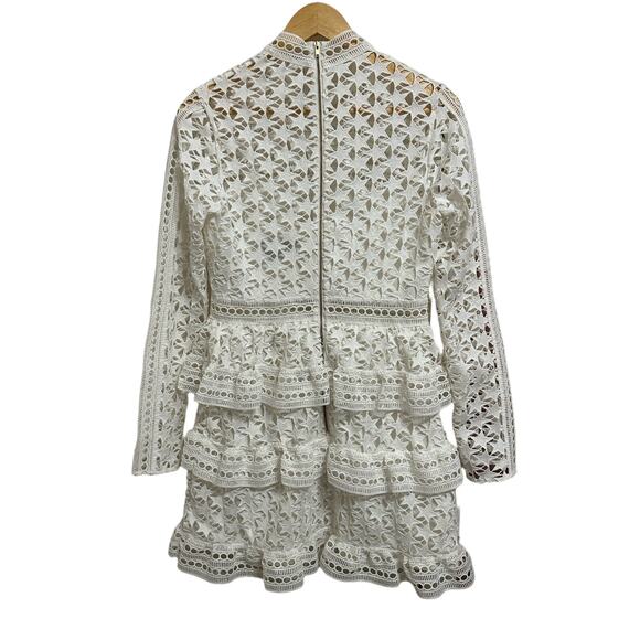 SELF PORTRAIT High Neck Star Lace Paneled Dress White size 8 - Picture 6 of 6